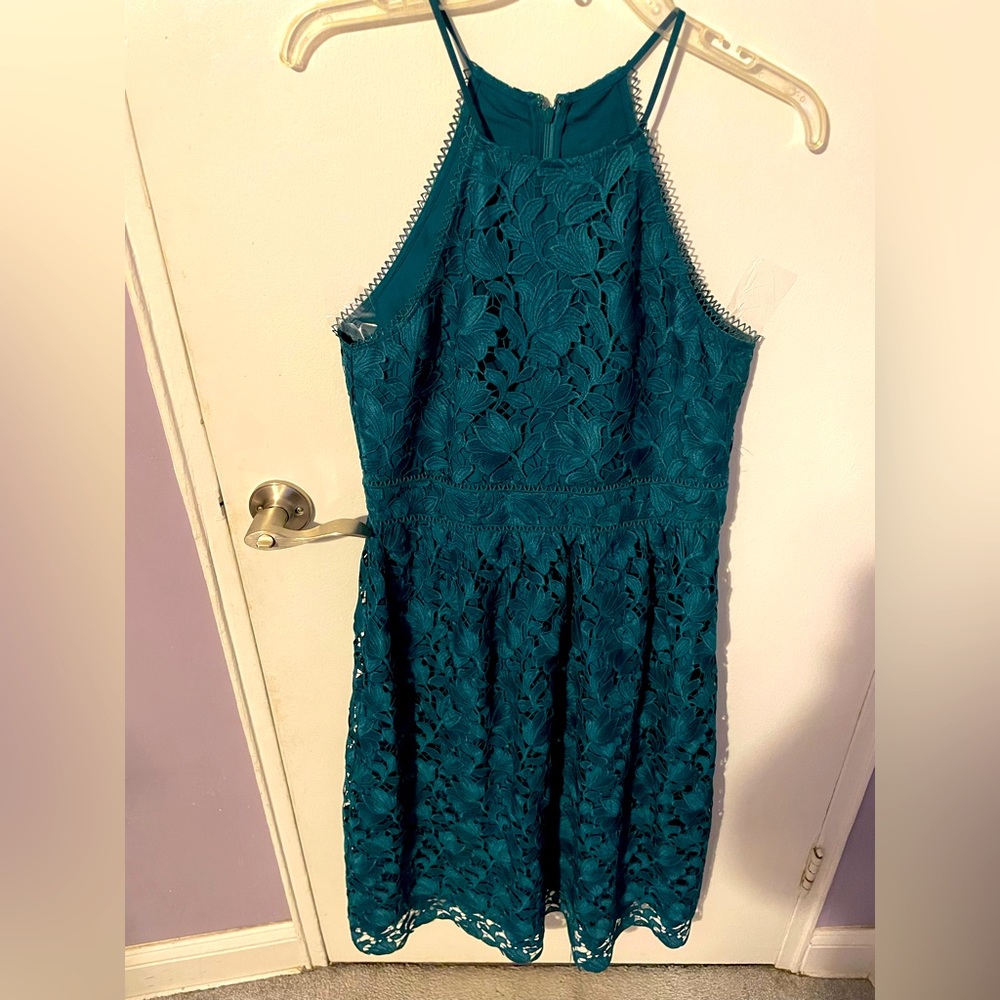 Ann Taylor Loft embroidered flower eyelet halter top dress